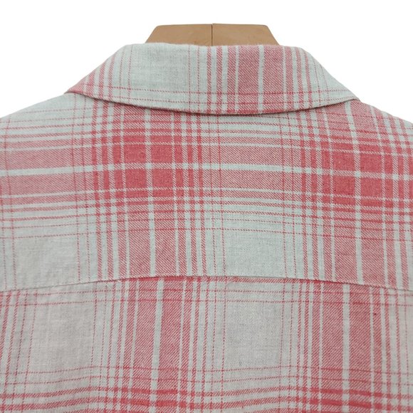 Madewell Flannel Shirt Womens XXS Pink Beige Cozy Plaid Oversized Long Sleeve - Picture 7 of 11